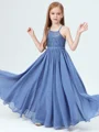 A-Line/Princess Halter Floor-Length Chiffon Junior Bridemaid Dresses