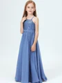 A-Line/Princess Halter Floor-Length Chiffon Junior Bridemaid Dresses
