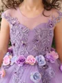 A-line Scoop Bowknot Floor-Length Tulle Flower Girl Dress