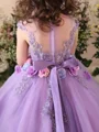A-line Scoop Bowknot Floor-Length Tulle Flower Girl Dress