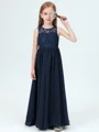A-Line/Princess Scoop Floor-Length Chiffon Junior Bridemaid Dresses
