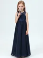 A-Line/Princess Scoop Floor-Length Chiffon Junior Bridemaid Dresses
