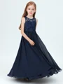 A-Line/Princess Scoop Floor-Length Chiffon Junior Bridemaid Dresses
