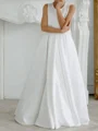 A-line Scoop Bowknot Floor-Length Satin Flower Girl Dress