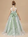 A-line Straps Bowknot Asymmetrical Tulle Flower Girl Dress