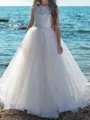 A-line Scoop Lace Floor-Length Tulle Flower Girl Dress