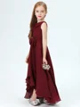 A-Line/Princess Scoop Asymmetrical Chiffon Junior Bridemaid Dresses With Belt/Sash
