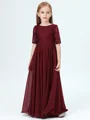A-Line/Princess Scoop Floor-Length Chiffon Junior Bridemaid Dresses