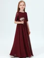 A-Line/Princess Scoop Floor-Length Chiffon Junior Bridemaid Dresses