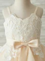 A-line Straps Bowknot Ankle-Length Tulle Flower Girl Dress