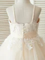 A-line Straps Bowknot Ankle-Length Tulle Flower Girl Dress