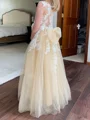 A-line Scoop Applique Floor-Length Tulle Flower Girl Dress