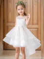 A-line Scoop Applique Asymmetrical Tulle Flower Girl Dress
