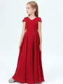 A-Line/Princess V-neck Floor-Length Chiffon Junior Bridemaid Dresses