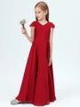 A-Line/Princess V-neck Floor-Length Chiffon Junior Bridemaid Dresses