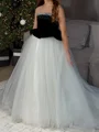 A-line Scoop Beading Court Train Tulle Flower Girl Dress