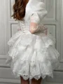 A-line Square Long Sleeves Lace Short/Mini Tulle Flower Girl Dress