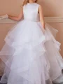 A-line Scoop Bowknot Floor-Length Tulle Flower Girl Dress