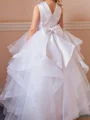 A-line Scoop Bowknot Floor-Length Tulle Flower Girl Dress