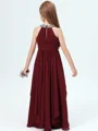 A-Line/Princess Jewel Floor-Length Chiffon Junior Bridemaid Dresses With Rhinestone