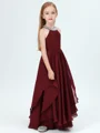 A-Line/Princess Jewel Floor-Length Chiffon Junior Bridemaid Dresses With Rhinestone