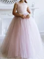 Ball-Gown Scoop Bowknot Floor-Length Tulle Flower Girl Dress