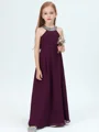 A-Line/Princess Jewel Floor-Length Chiffon Junior Bridemaid Dresses With Rhinestone