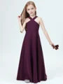 A-Line/Princess Halter Floor-Length Chiffon Junior Bridemaid Dresses