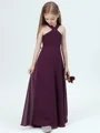 A-Line/Princess Halter Floor-Length Chiffon Junior Bridemaid Dresses