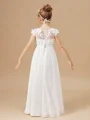 A-Line/Princess Scoop Floor-Length Chiffon Junior Bridemaid Dresses With Flower