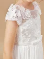 A-Line/Princess Scoop Floor-Length Chiffon Junior Bridemaid Dresses With Flower