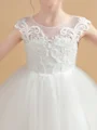Ball Gown Scoop Ankle-Length Tulle Junior Bridemaid Dresses With Bow