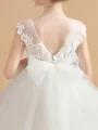 Ball Gown Scoop Ankle-Length Tulle Junior Bridemaid Dresses With Bow