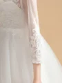 Ball Gown Scoop Ankle-Length Tulle Junior Bridemaid Dresses With Appliques Lace