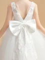 A-Line/Princess Scoop Ankle-Length Tulle Junior Bridemaid Dresses With Belt/Sash