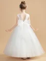 Ball Gown Scoop Ankle-Length Tulle Junior Bridemaid Dresses With Belt/Sash