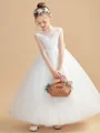 Ball Gown Scoop Ankle-Length Tulle Junior Bridemaid Dresses With Belt/Sash