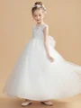 Ball Gown Scoop Ankle-Length Tulle Junior Bridemaid Dresses With Belt/Sash