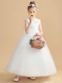 Ball Gown Scoop Ankle-Length Tulle Junior Bridemaid Dresses With Belt/Sash