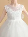 Ball Gown Scoop Ankle-Length Tulle Junior Bridemaid Dresses With Belt/Sash