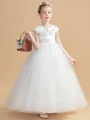Ball Gown Scoop Ankle-Length Tulle Junior Bridemaid Dresses With Appliques Lace