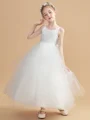 Ball Gown Straps Ankle-Length Tulle Junior Bridemaid Dresses With Bow