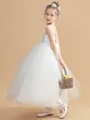 Ball Gown Straps Ankle-Length Tulle Junior Bridemaid Dresses With Bow