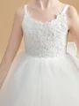 Ball Gown Straps Ankle-Length Tulle Junior Bridemaid Dresses With Bow