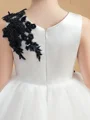 A-Line/Princess Scoop Short/Mini Tulle Junior Bridemaid Dresses With Appliques Lace