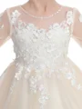 Ball Gown Scoop Ankle-Length Tulle Junior Bridemaid Dresses With Appliques Lace