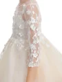 Ball Gown Scoop Ankle-Length Tulle Junior Bridemaid Dresses With Appliques Lace