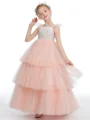 Ball Gown Straps Ankle-Length Tulle Junior Bridemaid Dresses