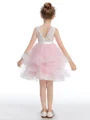 A-Line/Princess Scoop Short/Mini Tulle Junior Bridemaid Dresses With Bow