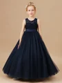Ball Gown Scoop Ankle-Length Tulle Junior Bridemaid Dresses With Belt/Sash